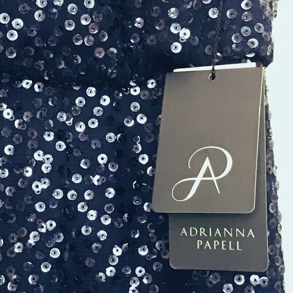 Adrianna Papell Sequin Blouson Maxi Dress Midnight Blue Size 16 NWT - Picture 2 of 12
